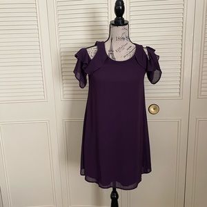 Speechless plum purple short sleeve cold shoulder dress